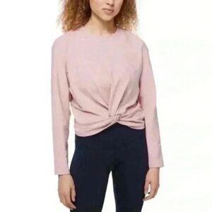 Lululemon Blush Pink Tuck & Gather Pullover Long Sleeve Tie Front Cropped